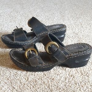 Born Concept B. O. C. Black Leather Sandals